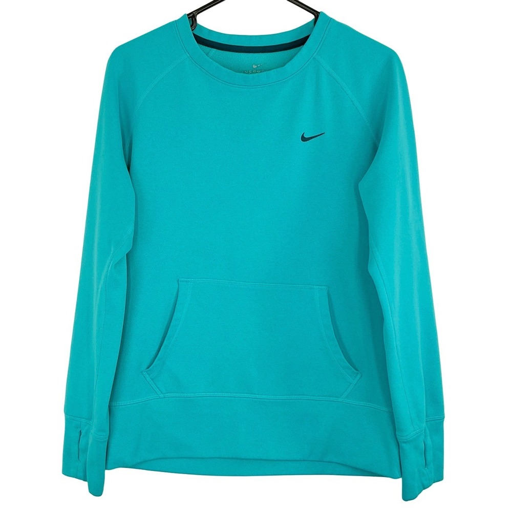 Nike Therma-FIT Men's Medium‎ Teal Crewneck Sweatshirt Pullover Pocket Athletic